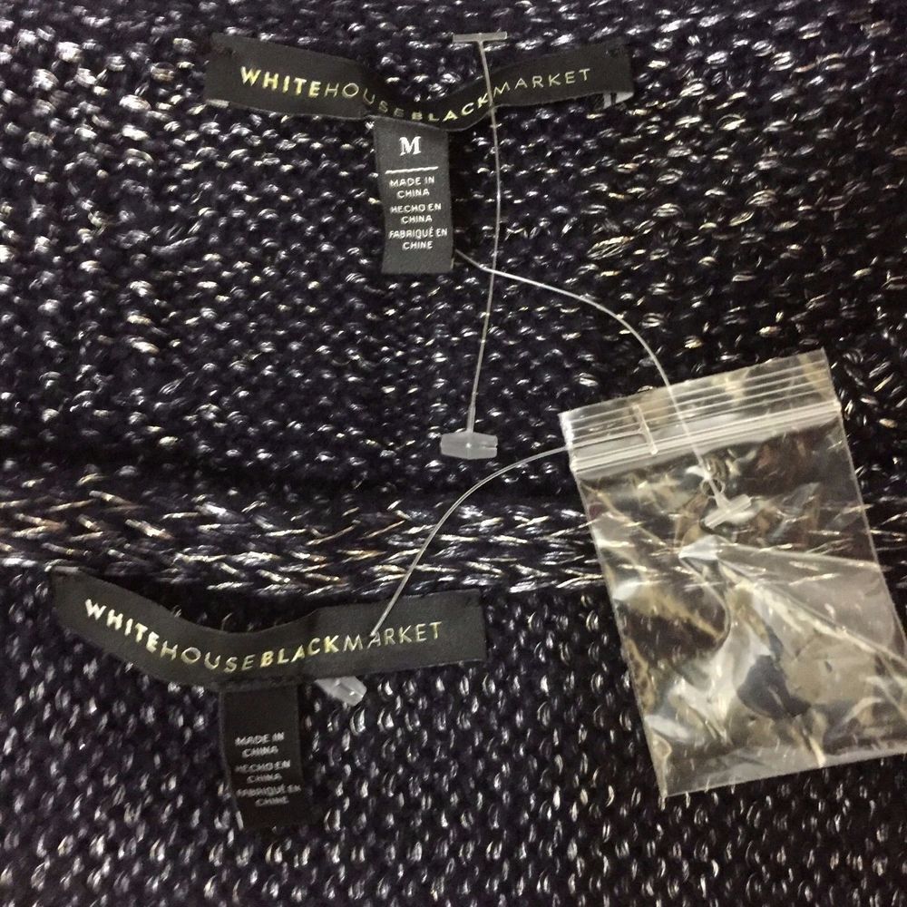 White House Black Sweater Shawl Set Women's Medium Black ‎ Long Sleeves - Picture 7 of 7
